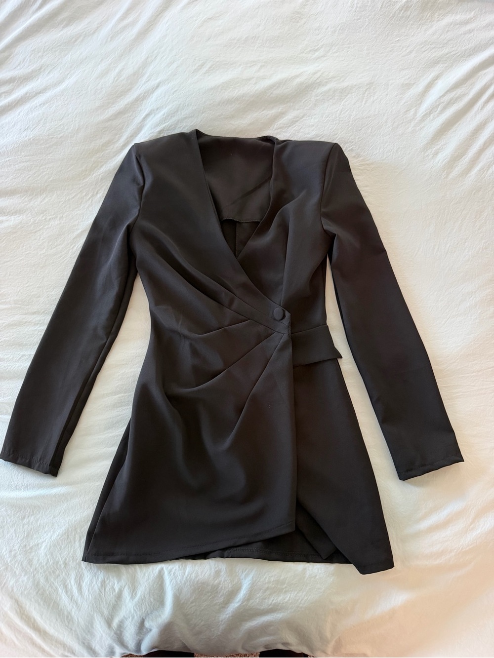 Made in Italy Black Blazer Mini Dress | Tailored Wrap Style